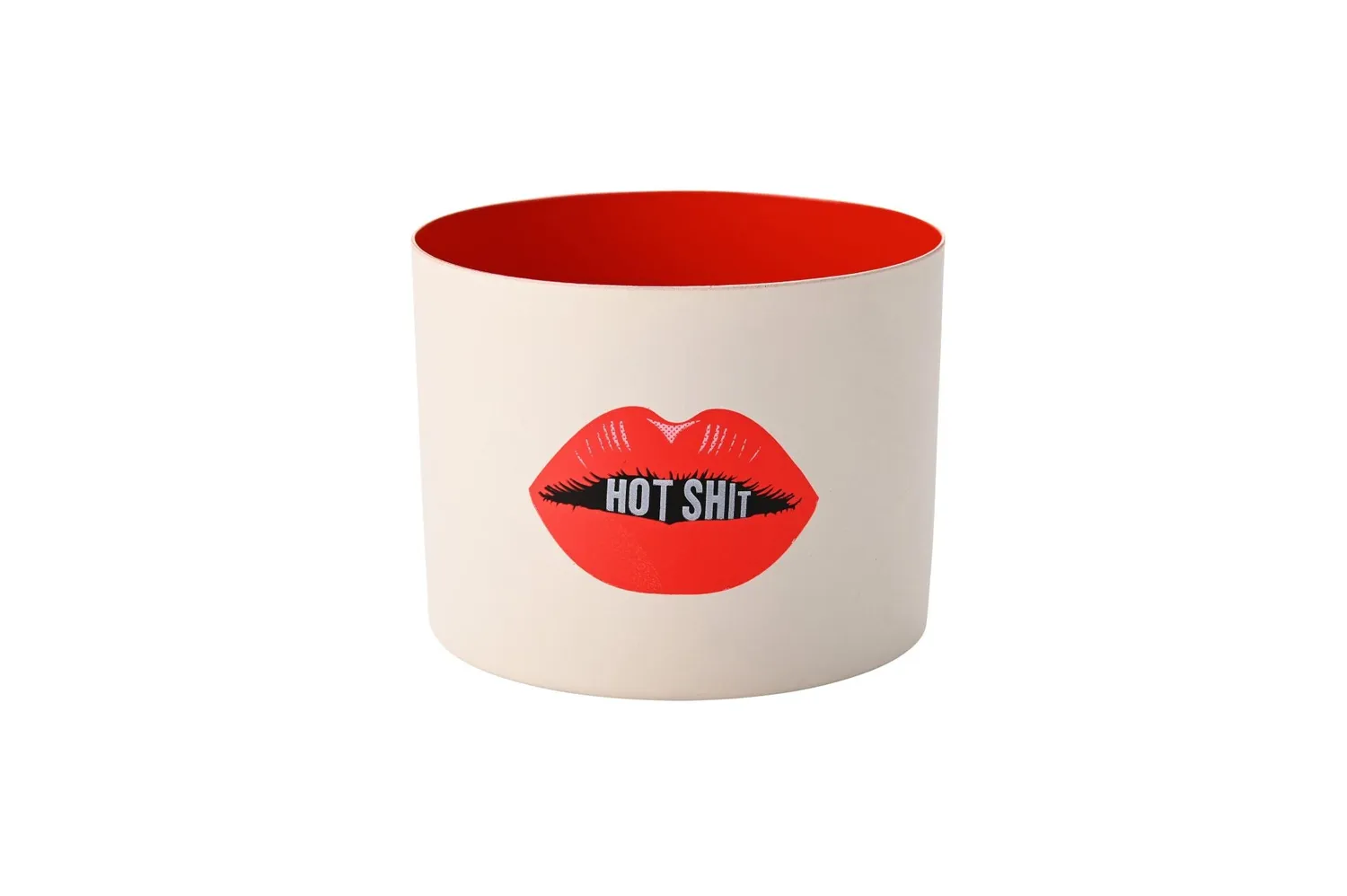 Amiek Lippen waxinelichthouder rood wit steen