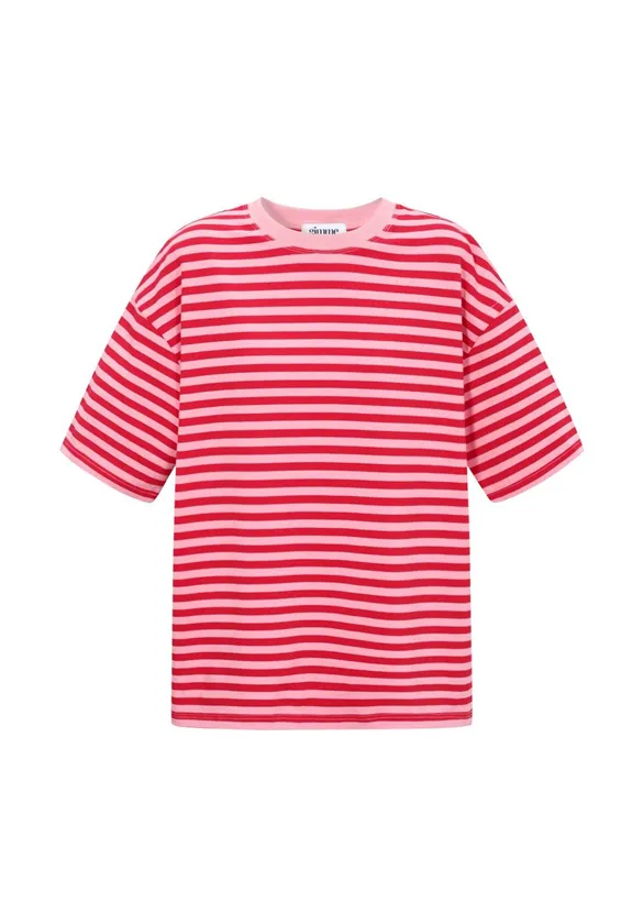 LOVEDRUNKY Gestreept T-shirt rood oversized