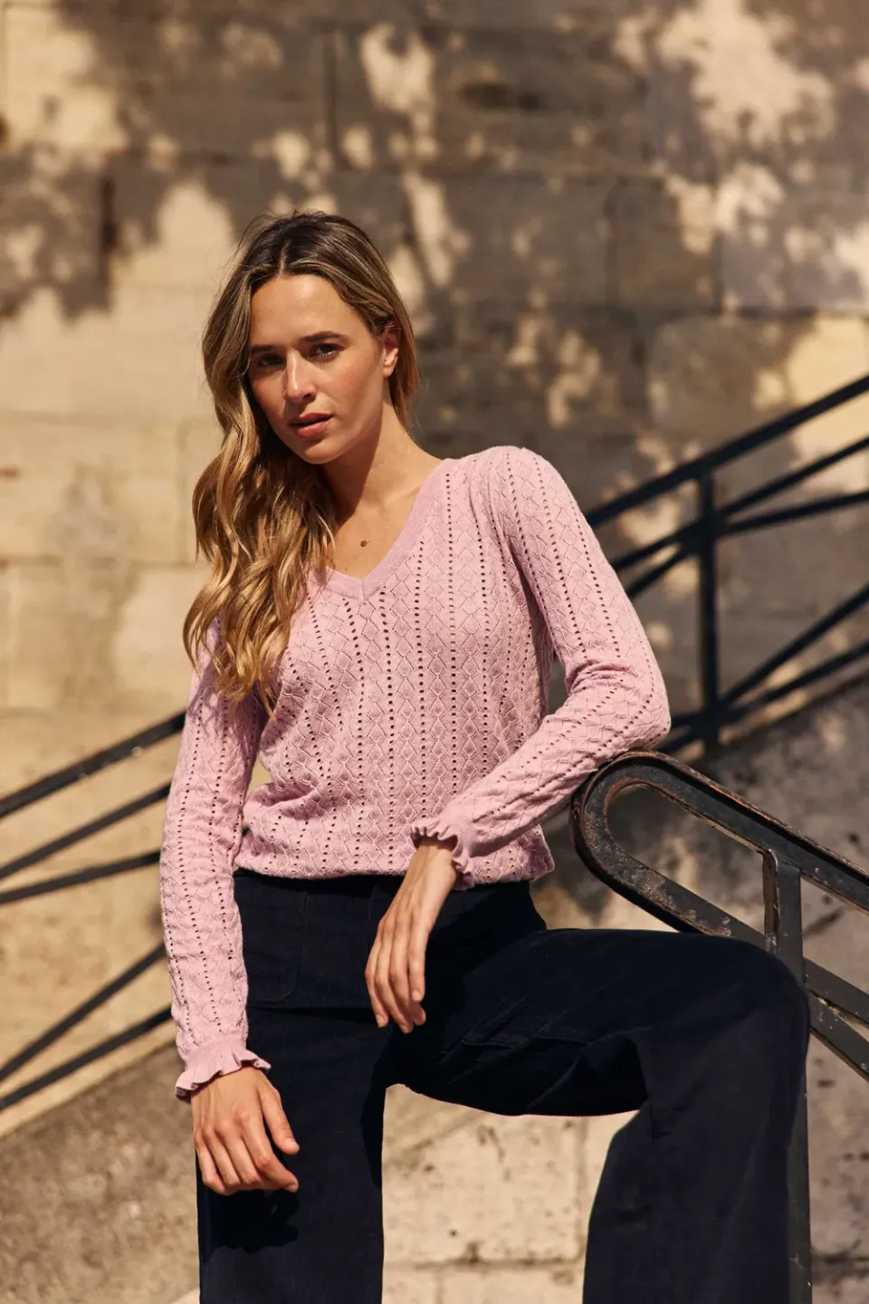 La Petite Etoile Monceau trui roze ajourmaat