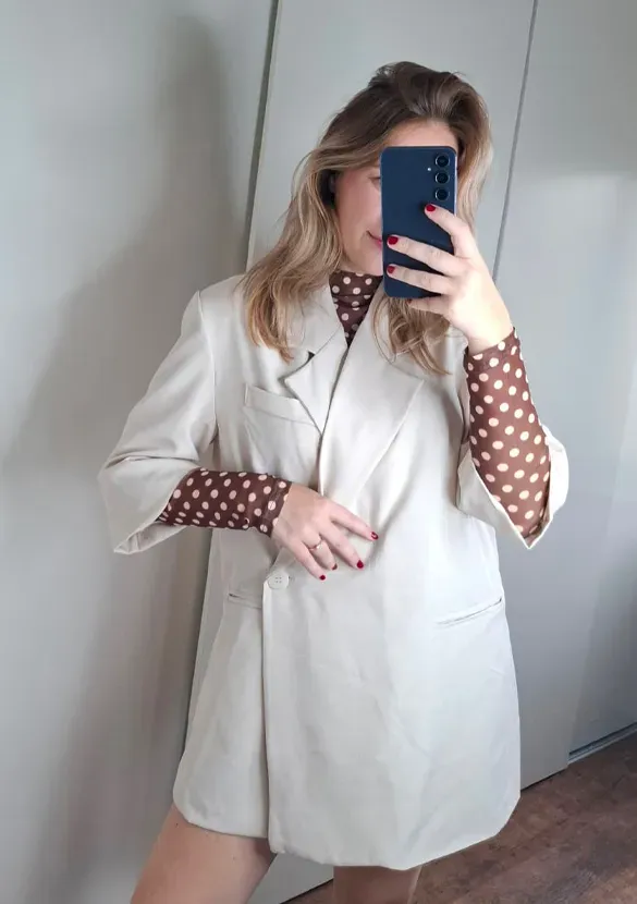 LOVEDRUNKY Loose Fit blazer beige gevoerd