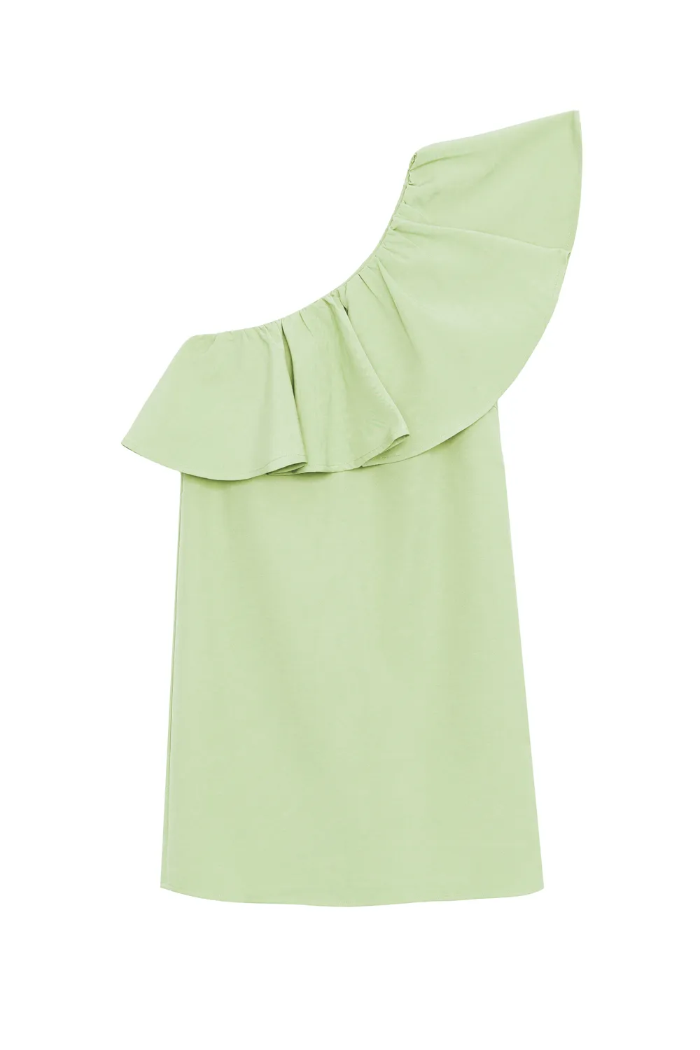 La Petite Etoile Rimel korte jurk amandelgroen one-shoulder