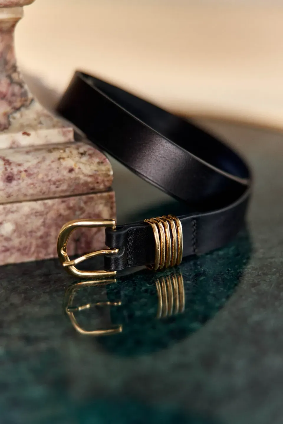 La Petite Etoile Ana riem zwart leer