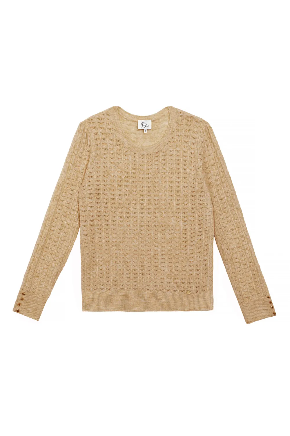 La Petite Etoile Moska trui beige ajour hoornknopen