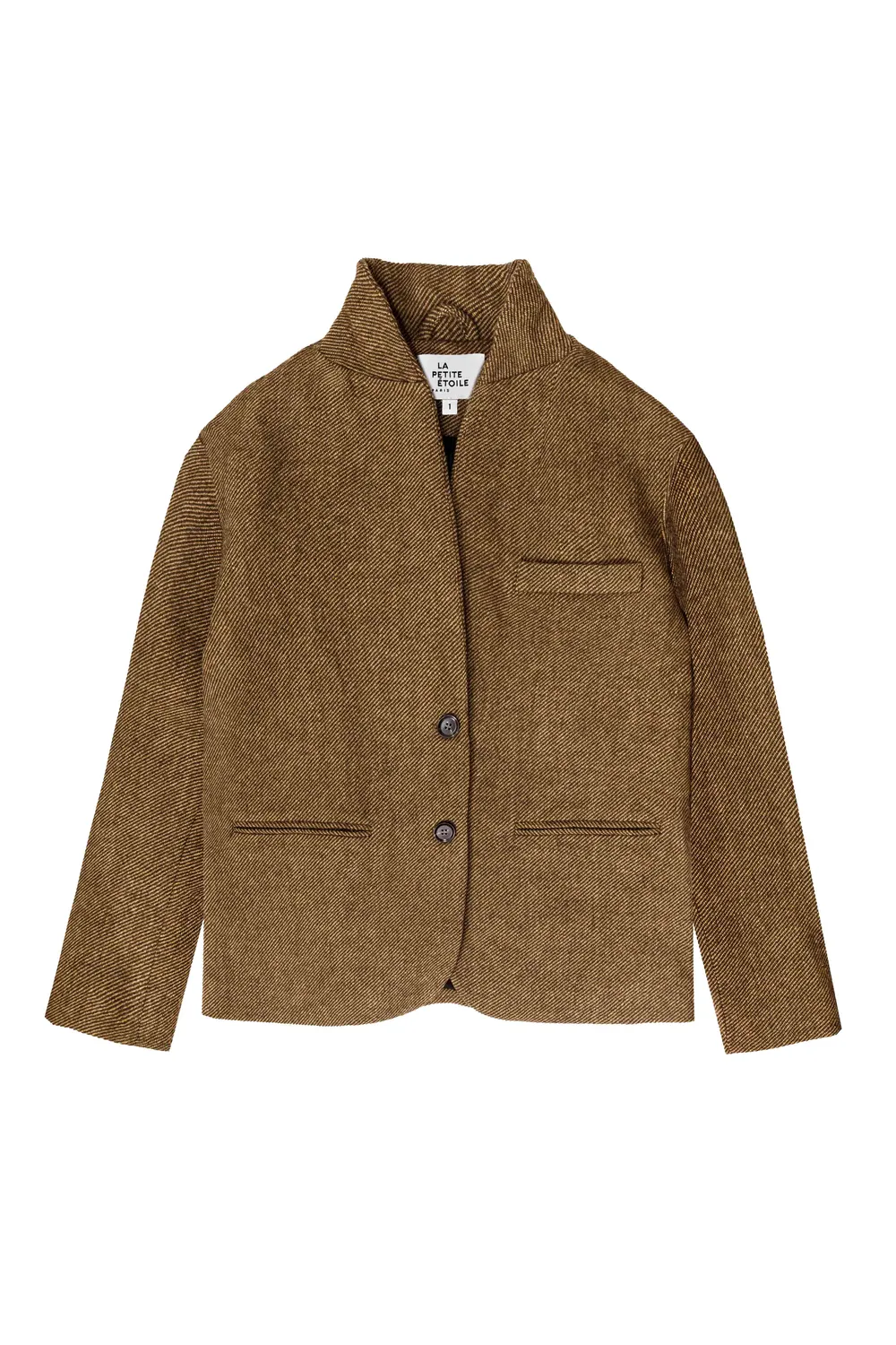 La Petite Etoile Vicka blazer bruin chevron sjaalkraag