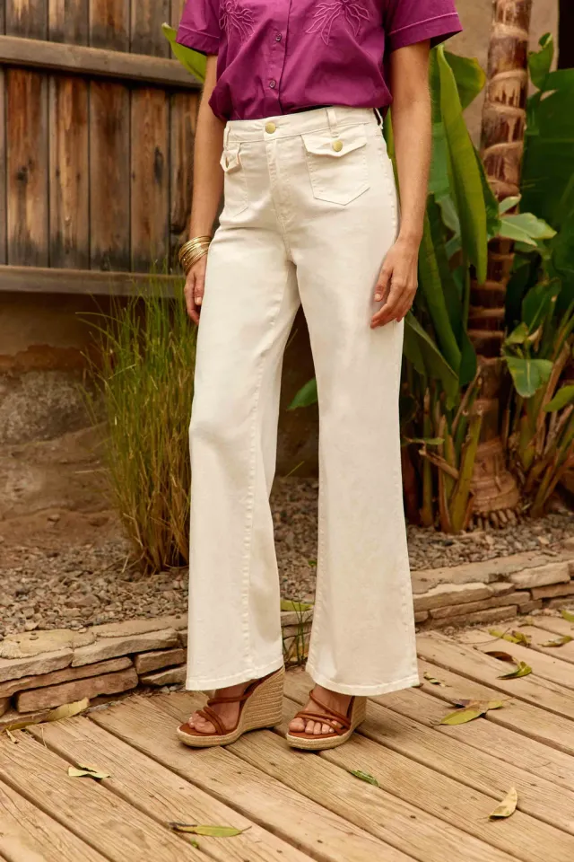 La Petite Etoile Peyton flare jeans wit hoge taille