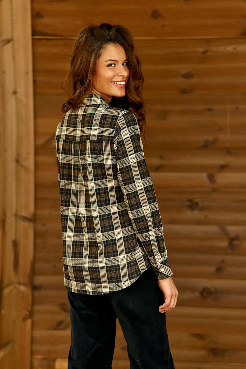 La Petite Etoile Clau blouse zwart ecru ruit