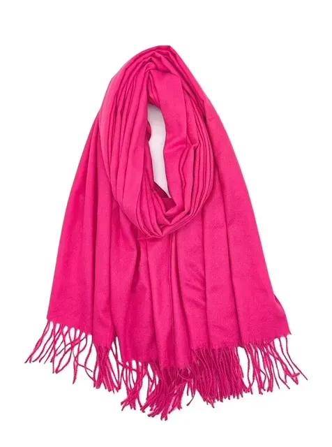 Fashion Trends sjaal met franjes fuchsia zacht