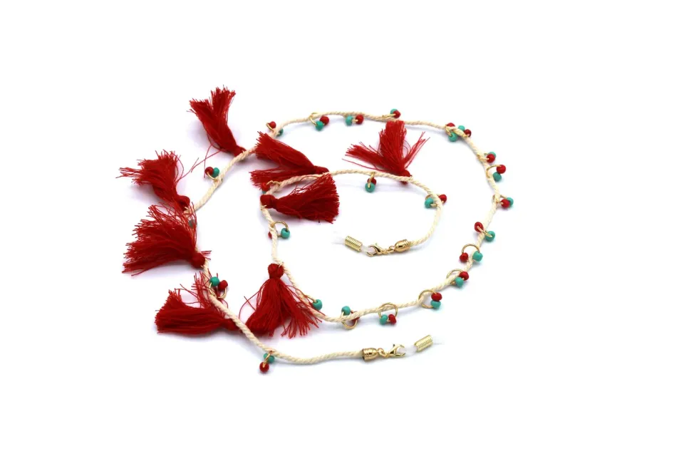 LOVEDRUNKY brillenkoord rood gouden ketting 70cm