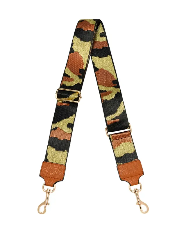 LOVEDRUNKY Bag Strap schouderband camouflage 150 cm goud