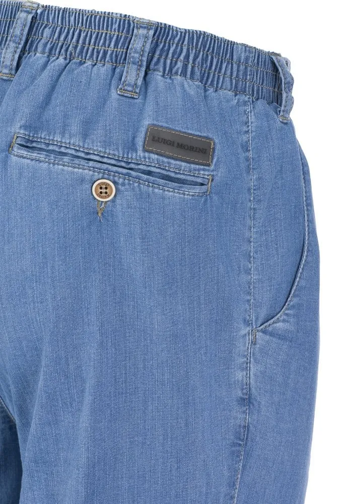Seniorenkleding Rondomelastiek Heren Jeans Lichtblauw Zomer