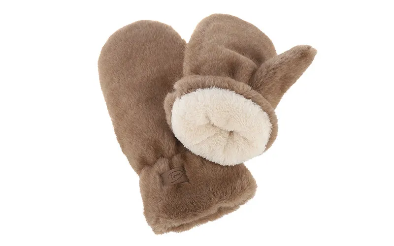 ImDutch Ohau wanten taupe fluffy teddy one size