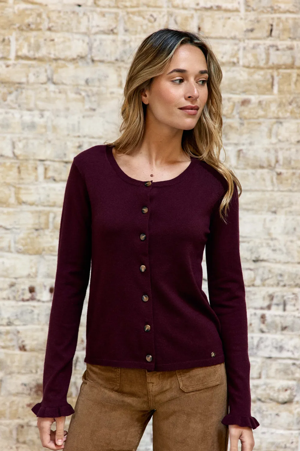 La Petite Etoile Monet vest bordeaux gebreid