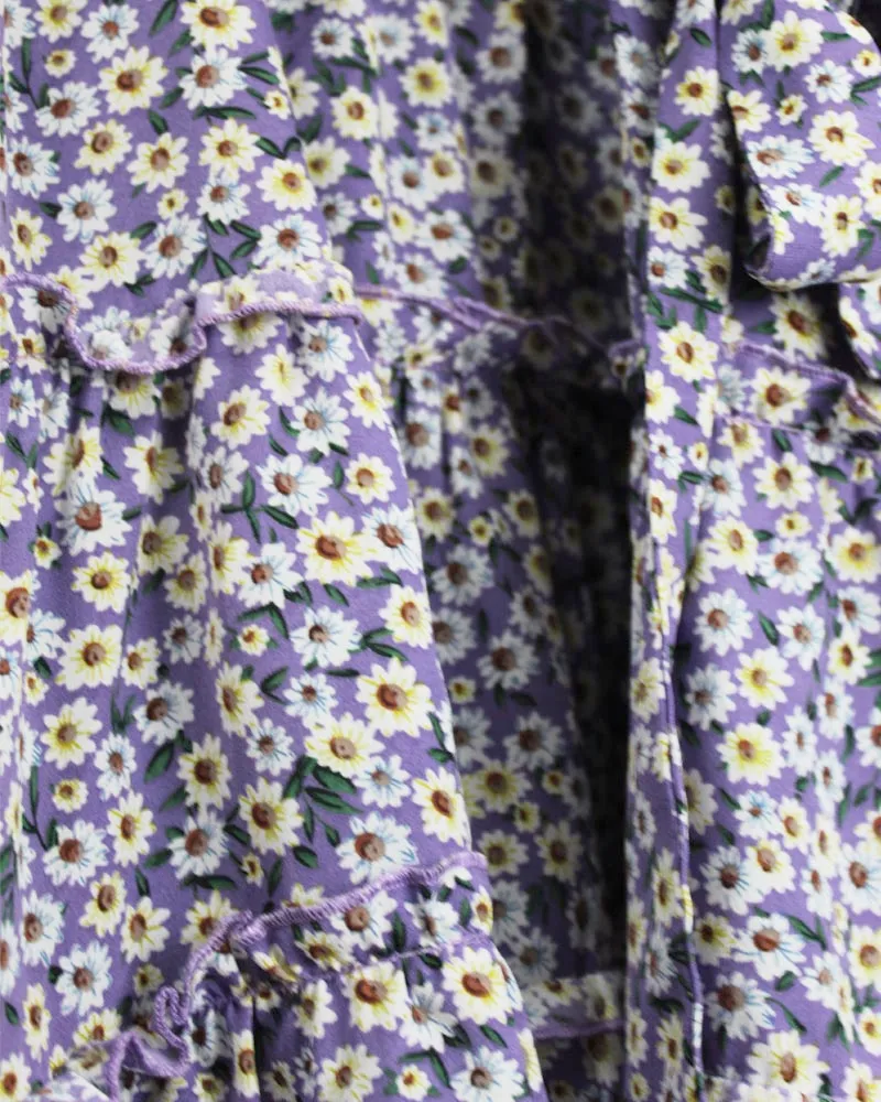 LOVEDRUNKY Flower jurk lila met overslag