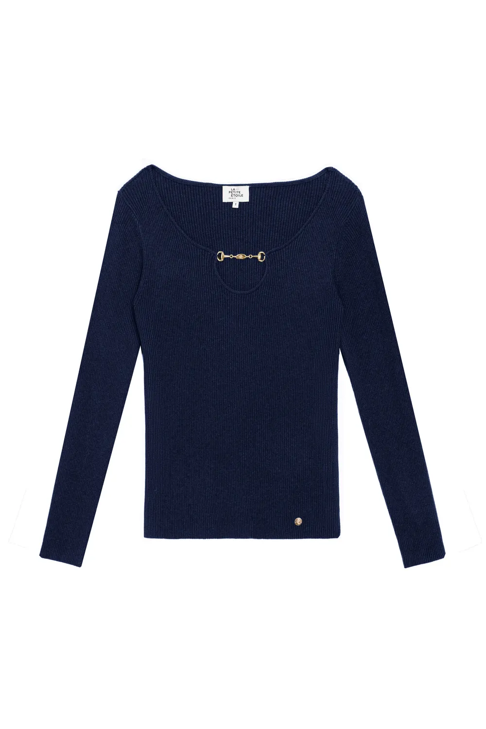 La Petite Etoile Moya trui marine geribd goud