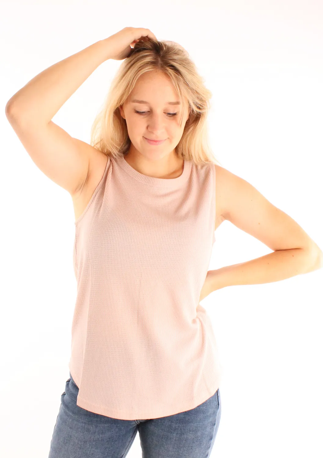 LOVEDRUNKY Structuur top roze mouwloos basic