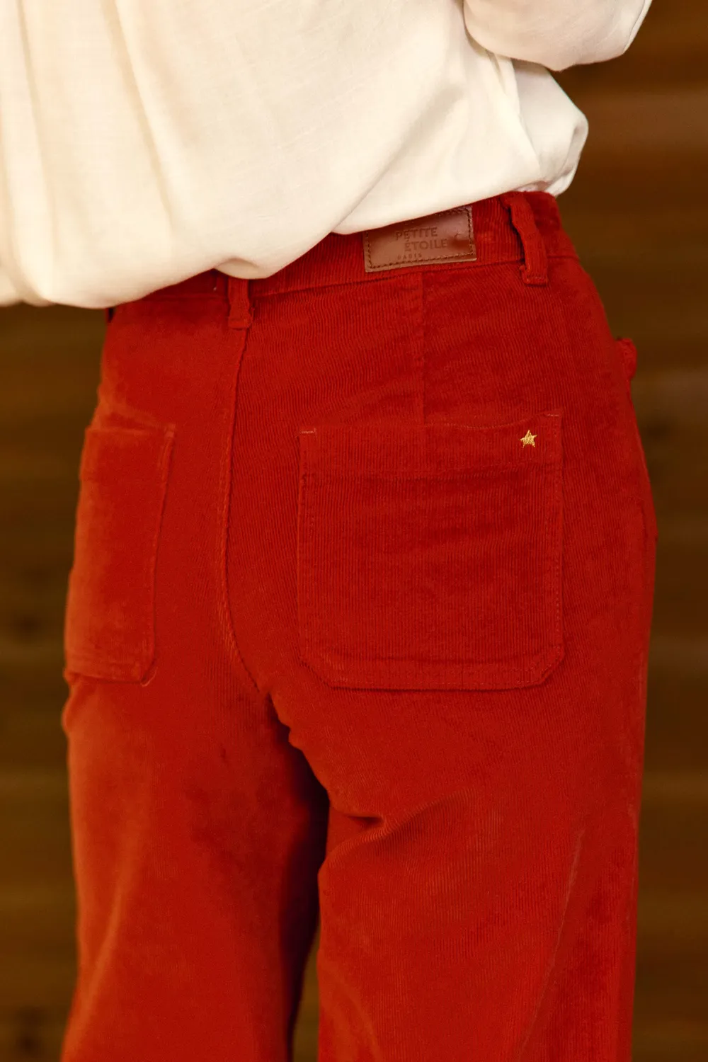 La Petite Etoile Atlantyo broek wijd ribfluweel brique