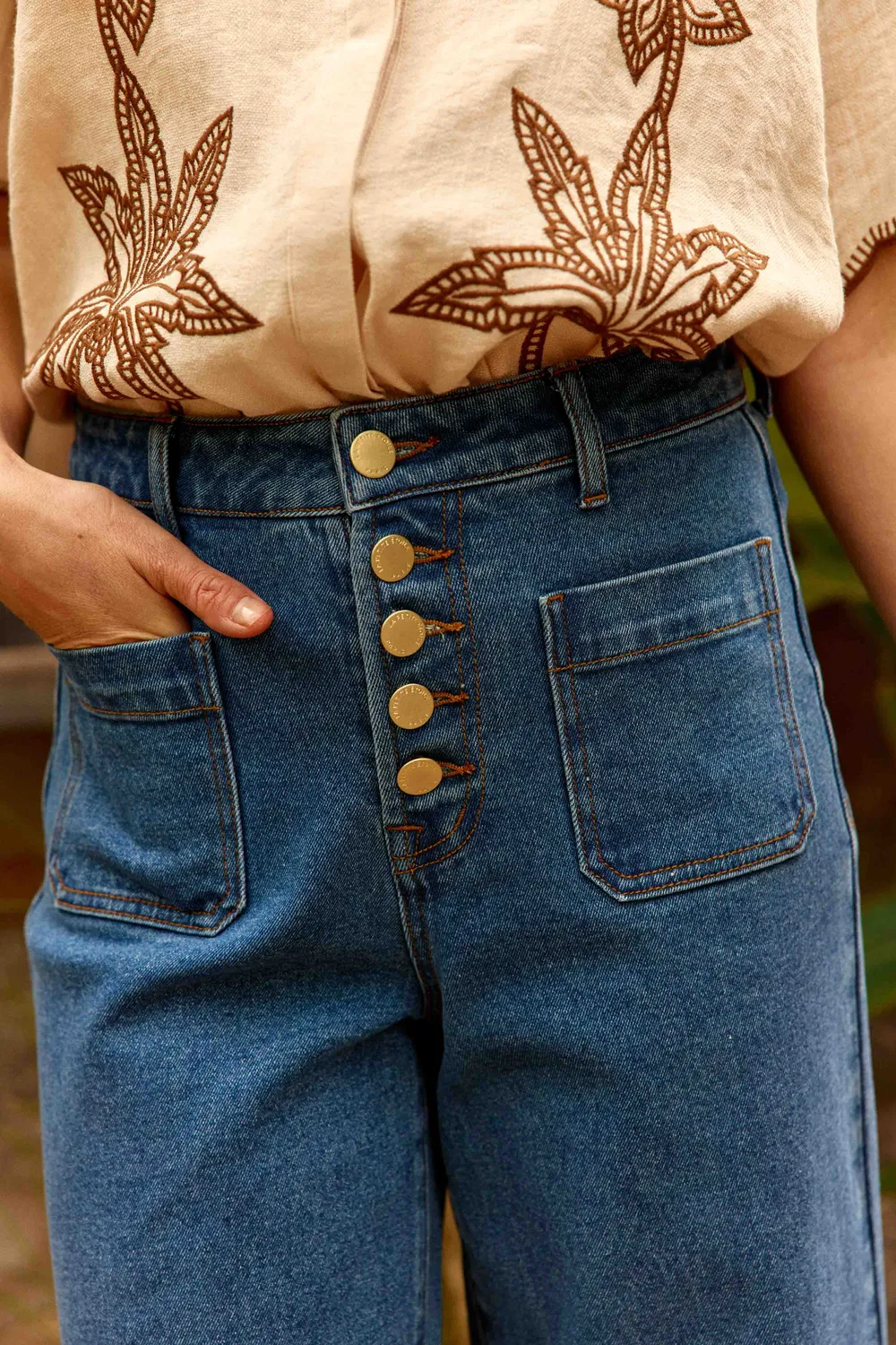 La Petite Etoile Atlanta wijde jeans medium stone