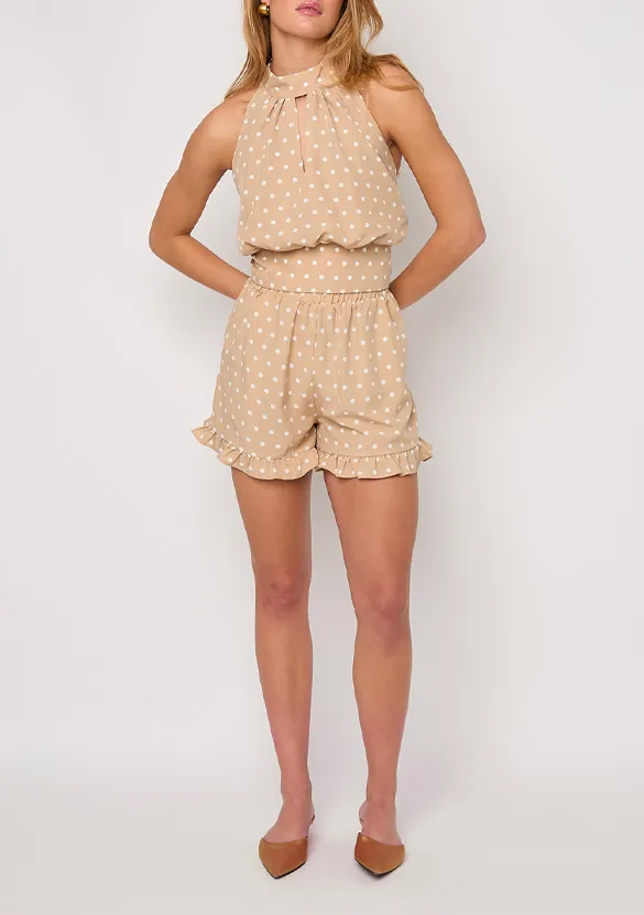 LOVEDRUNKY Short Polkadot short beige stippen ruffle