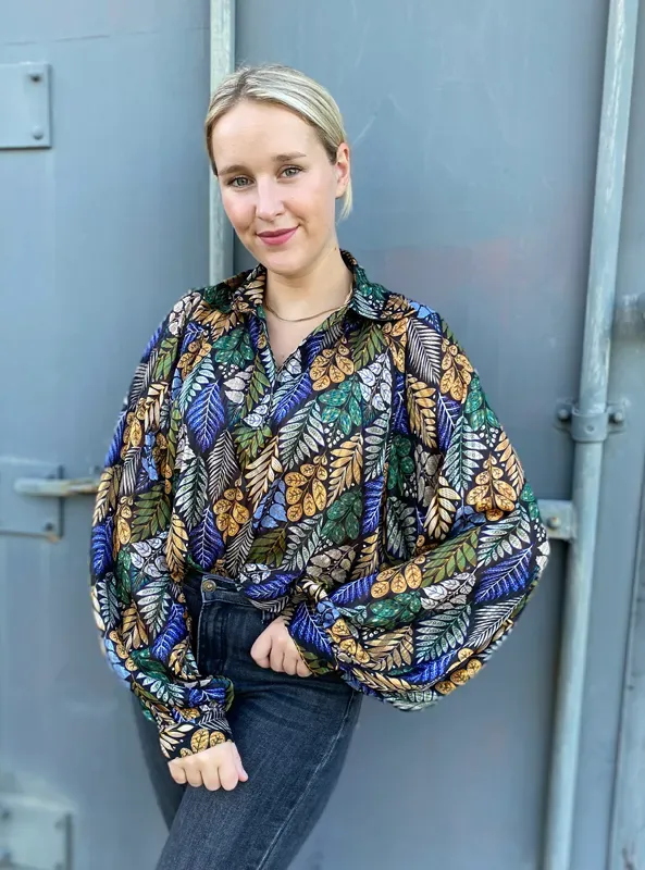LOVEDRUNKY Print Shiny blouse multi met pofmouwen