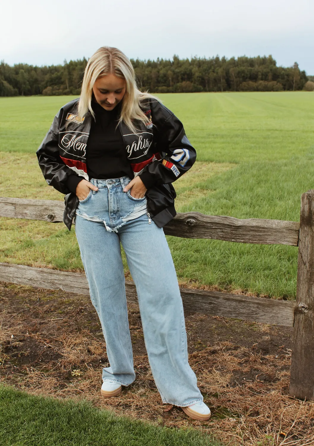 LOVEDRUNKY Damaged Wide Leg jeans blauw high waist