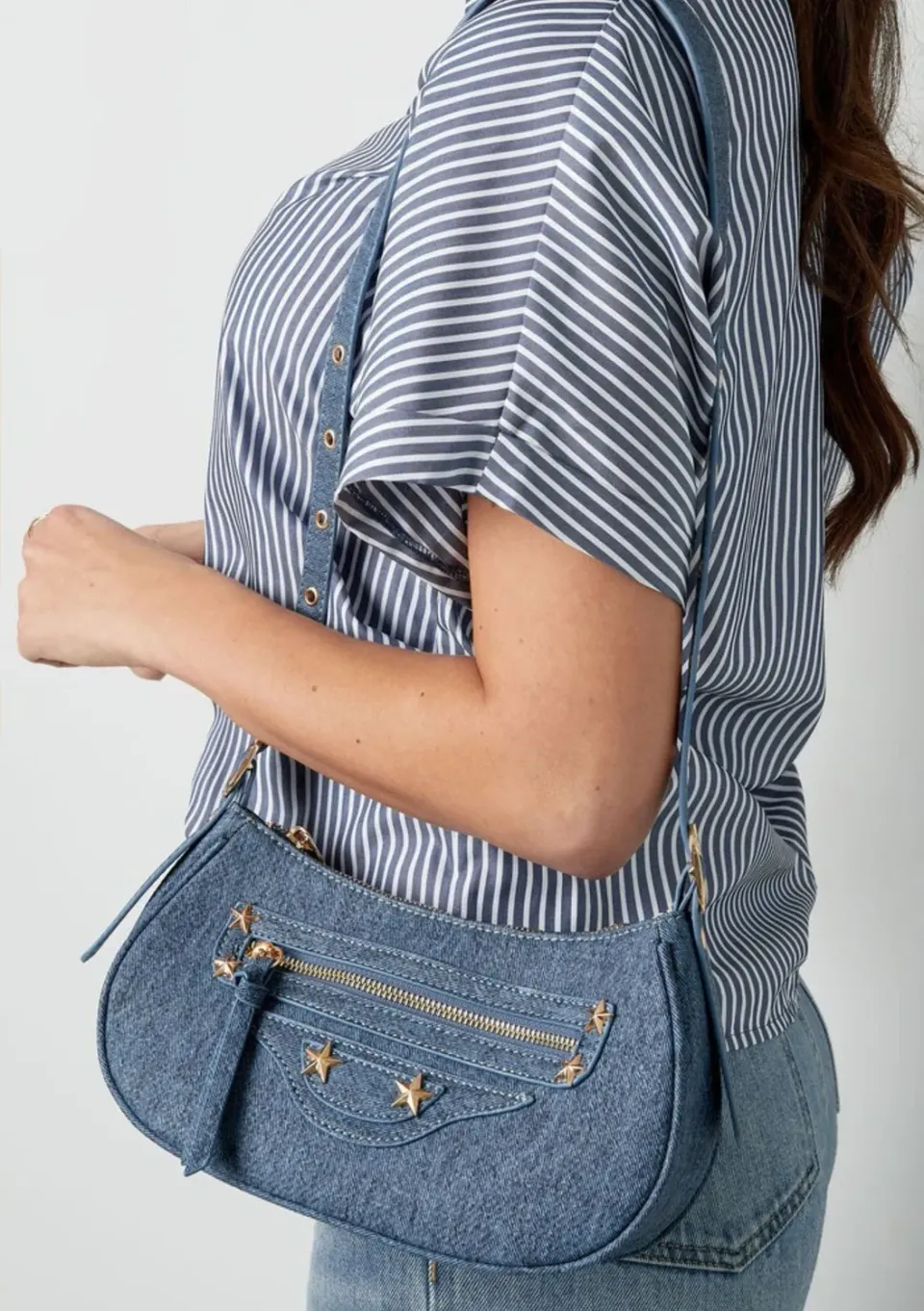 LOVEDRUNKY Denim tas blauw 26 cm rits