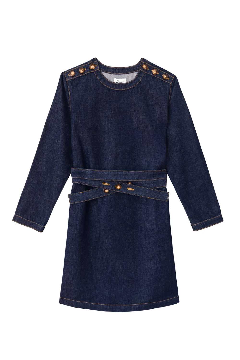 La Petite Etoile Ruona denim jurk brut korte uitlopende