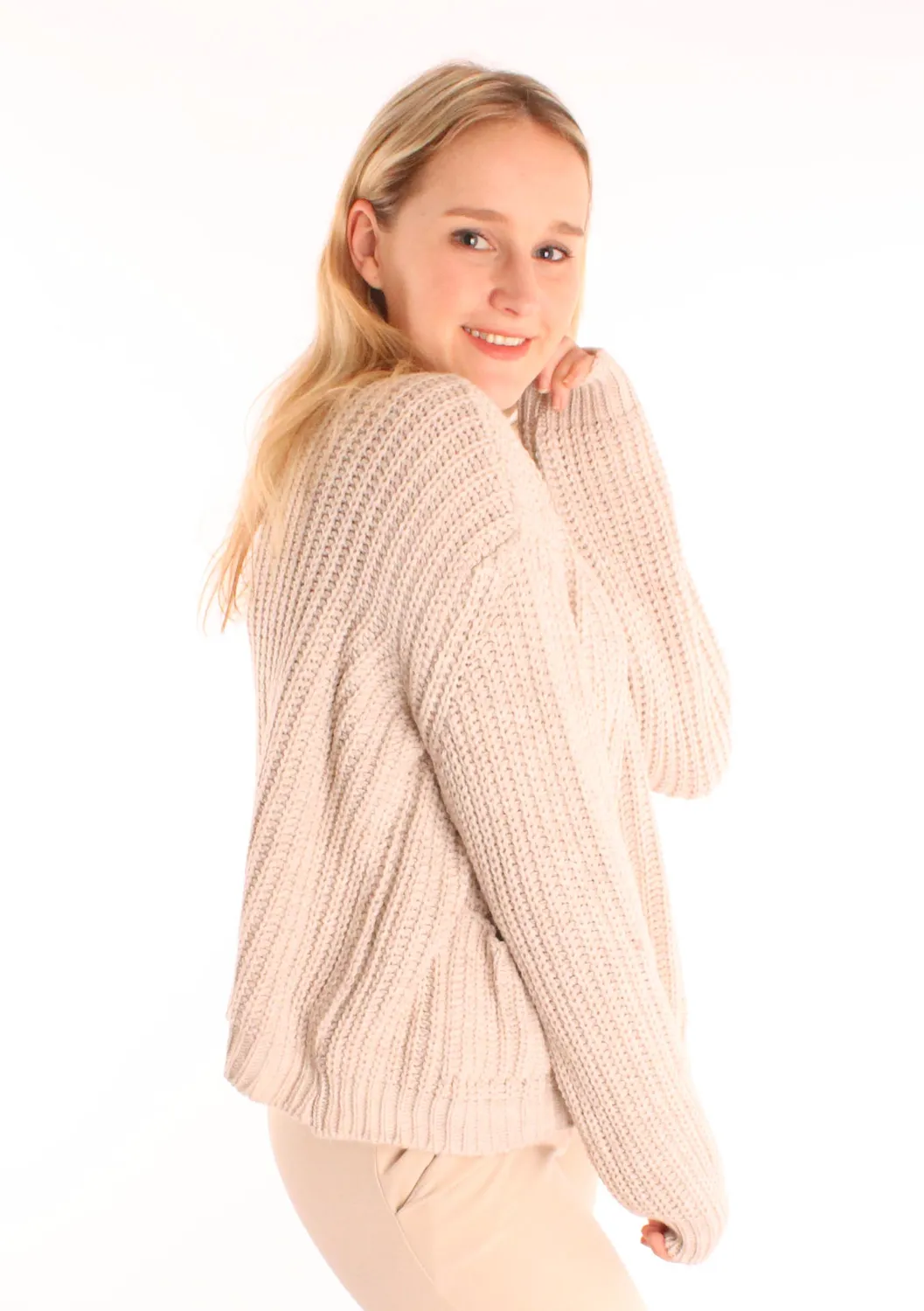 LOVEDRUNKY Pockets Trui ecru oversized
