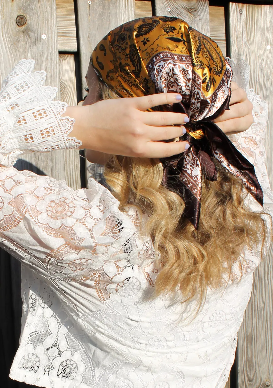 LOVEDRUNKY Bandana sjaal bohemian bruin 60x60 cm