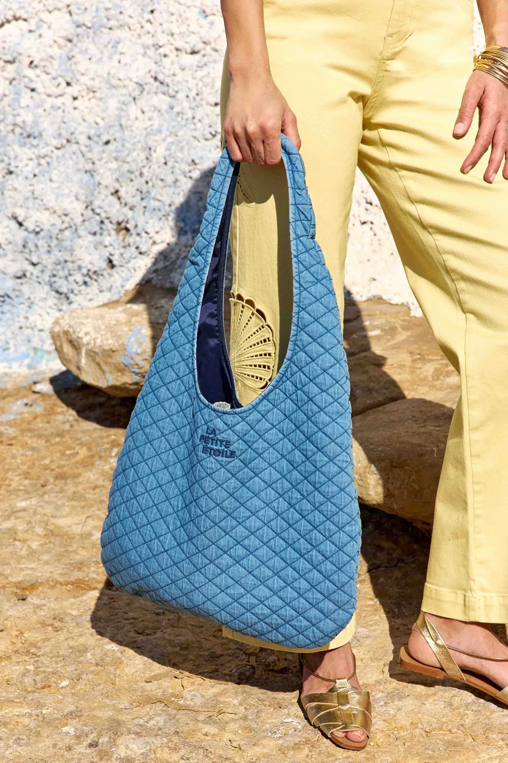 La Petite Etoile Aba hobo tas stone gewatteerd katoen