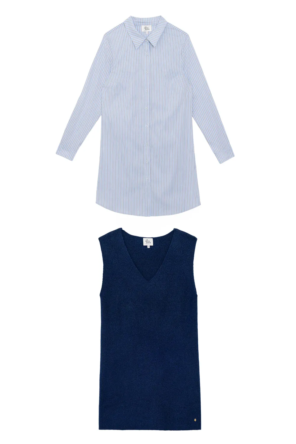 La Petite Etoile Modestine jurk marine 2-in-1 gestreept
