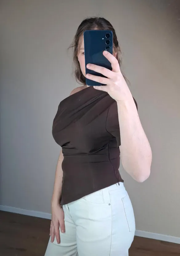 LOVEDRUNKY Top One Shoulder top bruin stretch