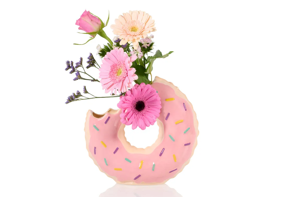 Amiek Donut vaas roze keramiek 18,7 cm