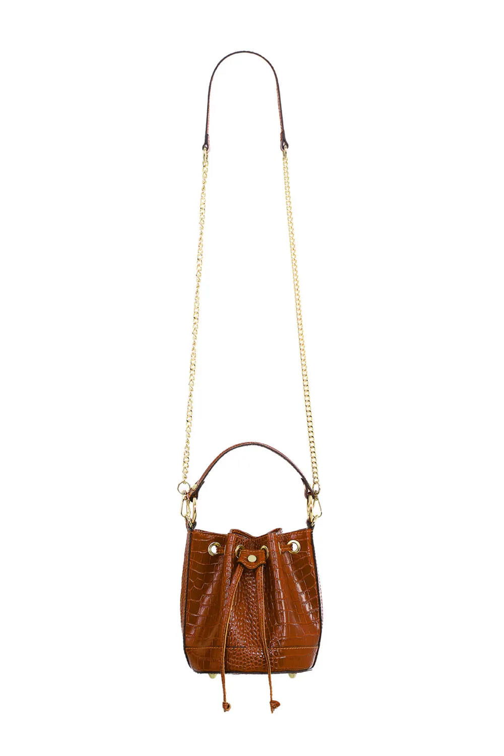 La Petite Etoile Aimmy croco leren tas camel emmer