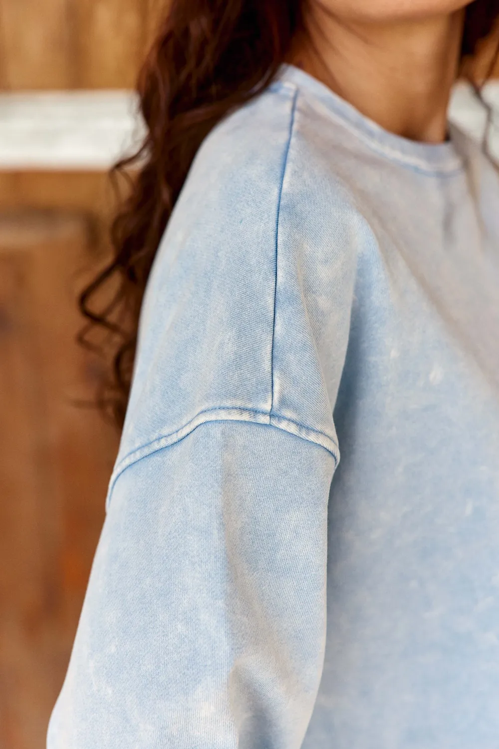 La Petite Etoile Trinkle sweatshirt boxy lichtblauw katoen