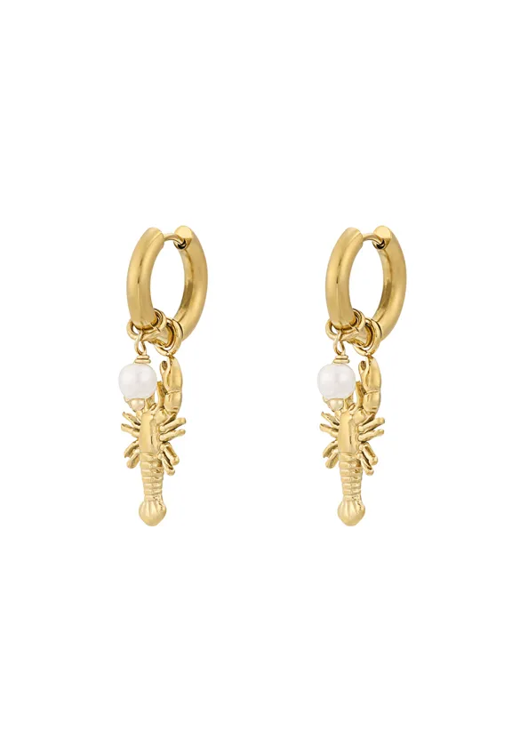 LOVEDRUNKY Kreeft oorbellen goud hoops 3,5 cm