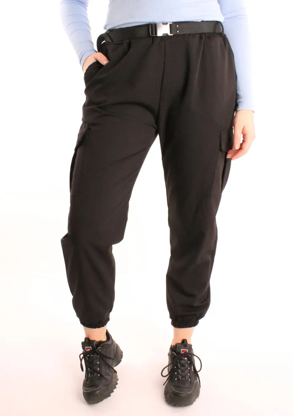 LOVEDRUNKY Cargo broek zwart one size baggy XS-M
