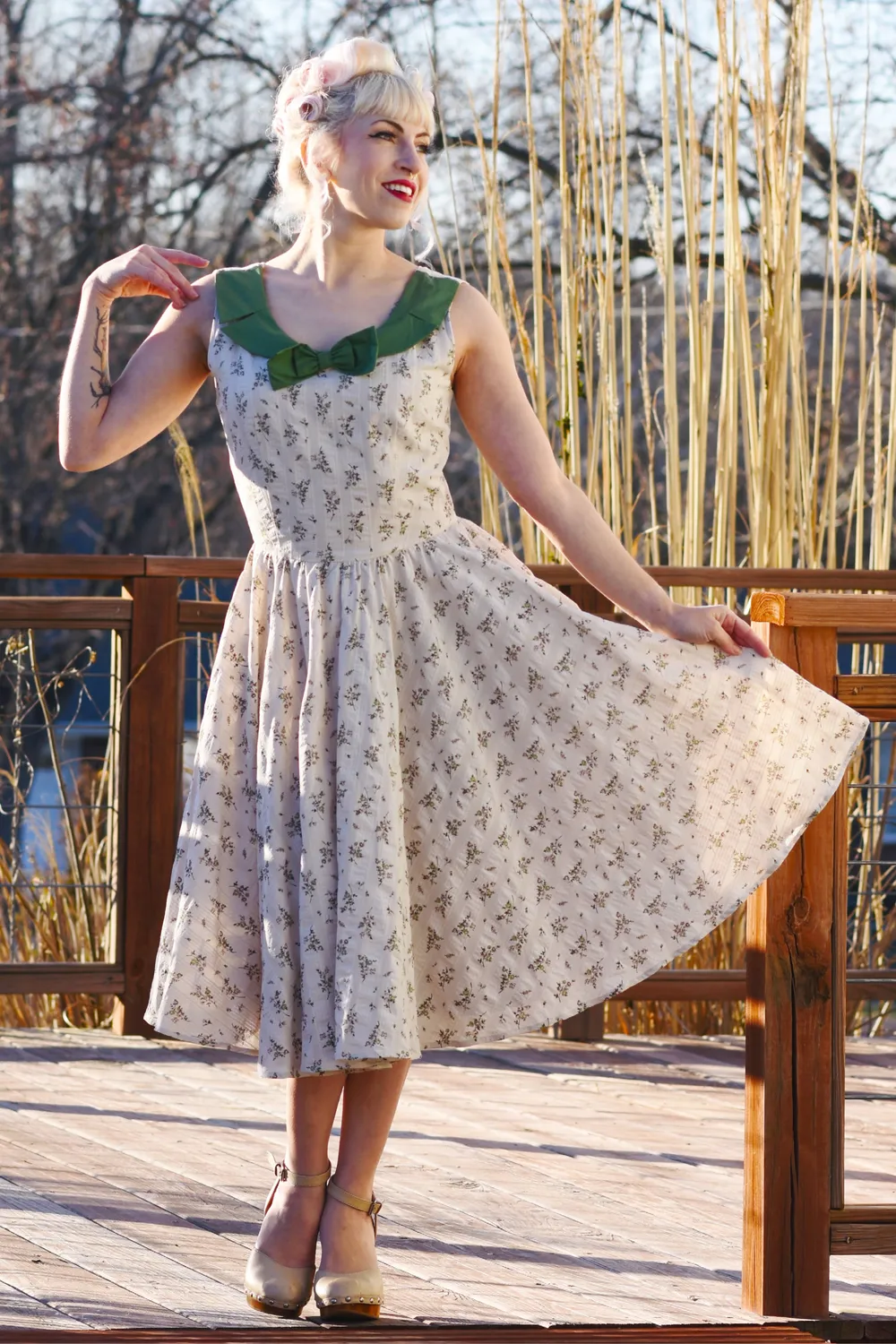 Tatyana Elizabeth Circle jurk antique floral katoen