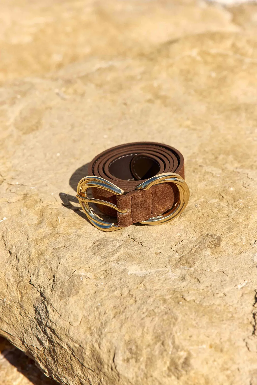 La Petite Etoile Alix suède riem bruin gouden gesp