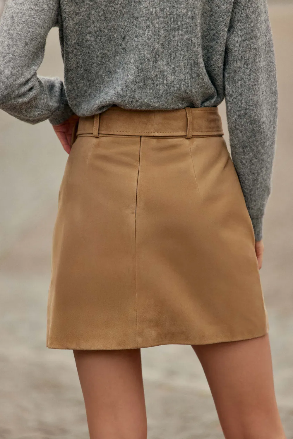 La Petite Etoile Faustine leren rok beige kort