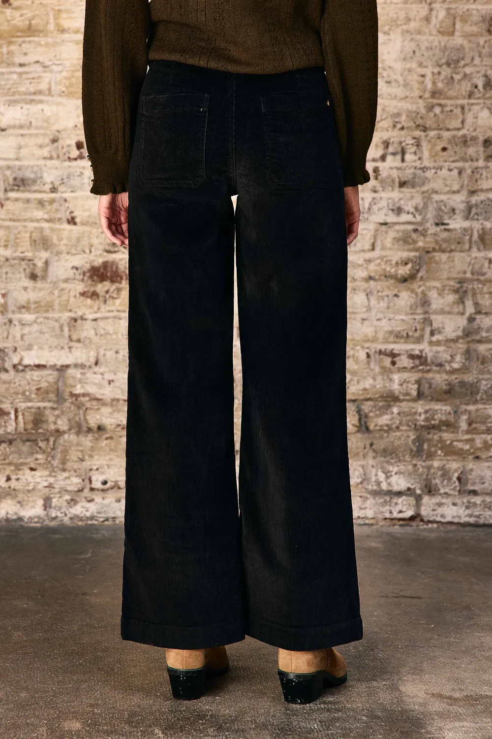 La Petite Etoile Atlanty ribfluwelen broek zwart wijd