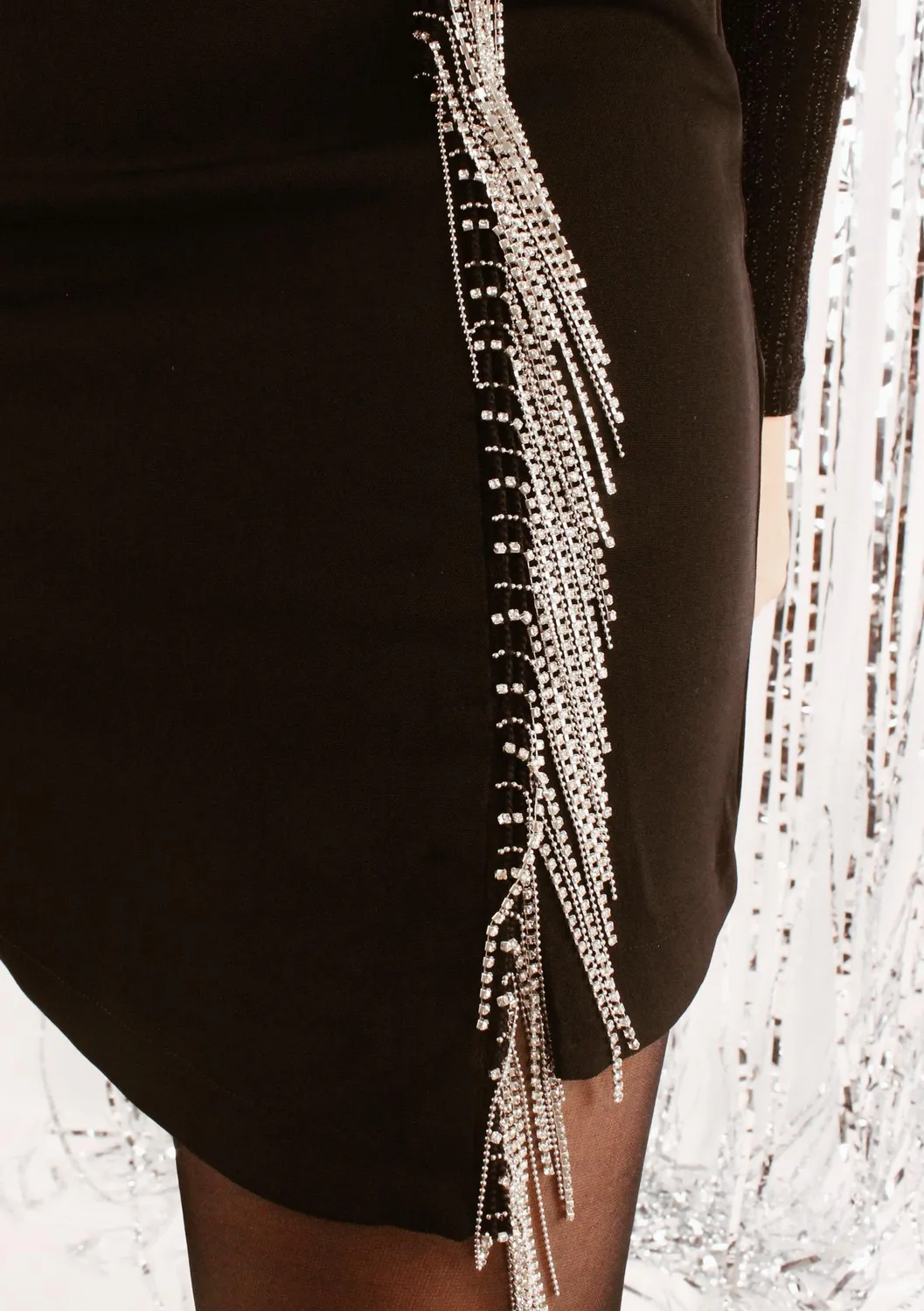 LOVEDRUNKY Diamonds rok zwart met franjes