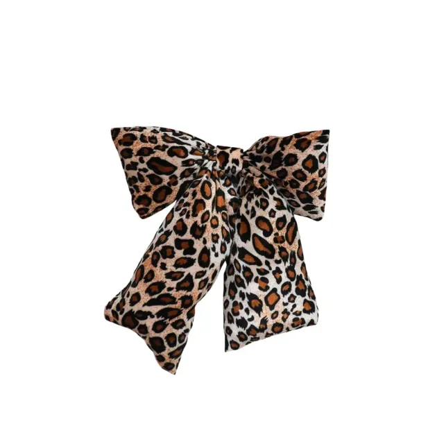 Amiek kerststrik panterprint polyester 32x40 cm decoratie