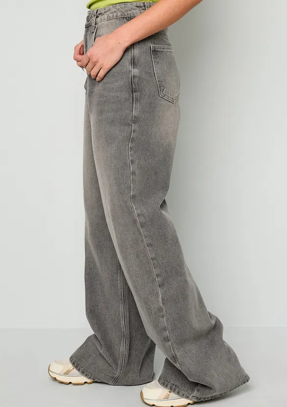 LOVEDRUNKY Wide Leg jeans grijs high waist