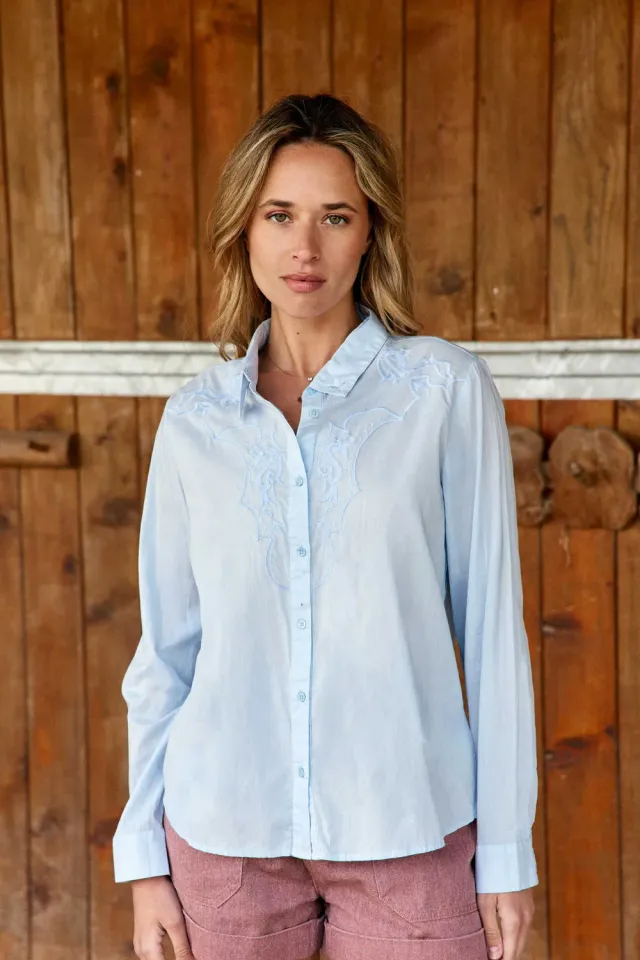 La Petite Etoile Chawie blouse lichtblauw borduursel