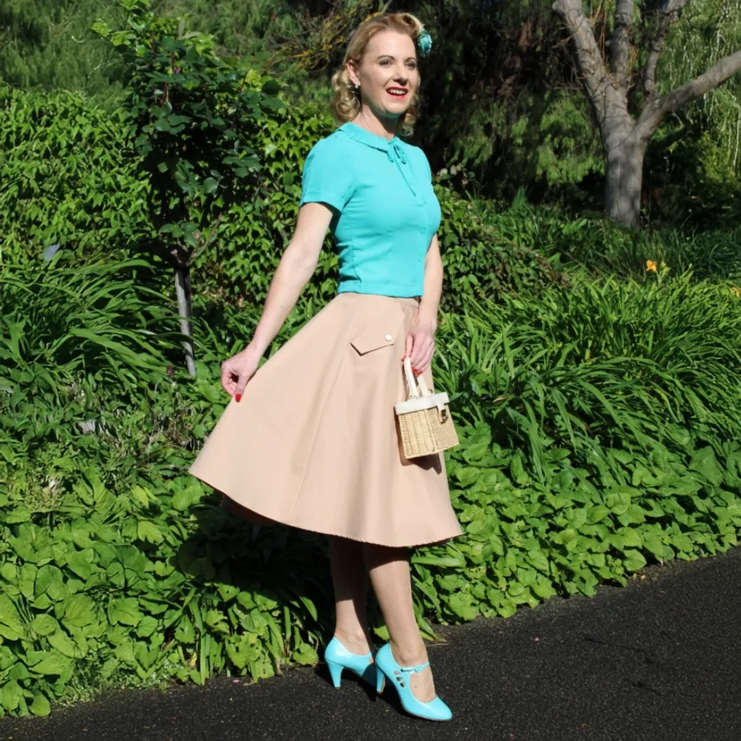 Tatyana Ingrid blouse summer teal polyester boothals