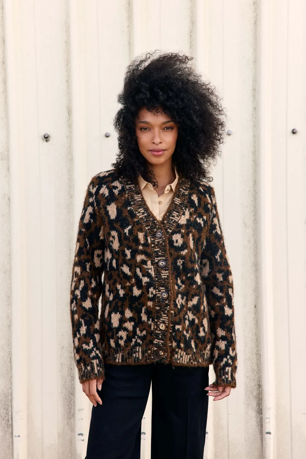 La Petite Etoile Maeve vest luipaard bruin