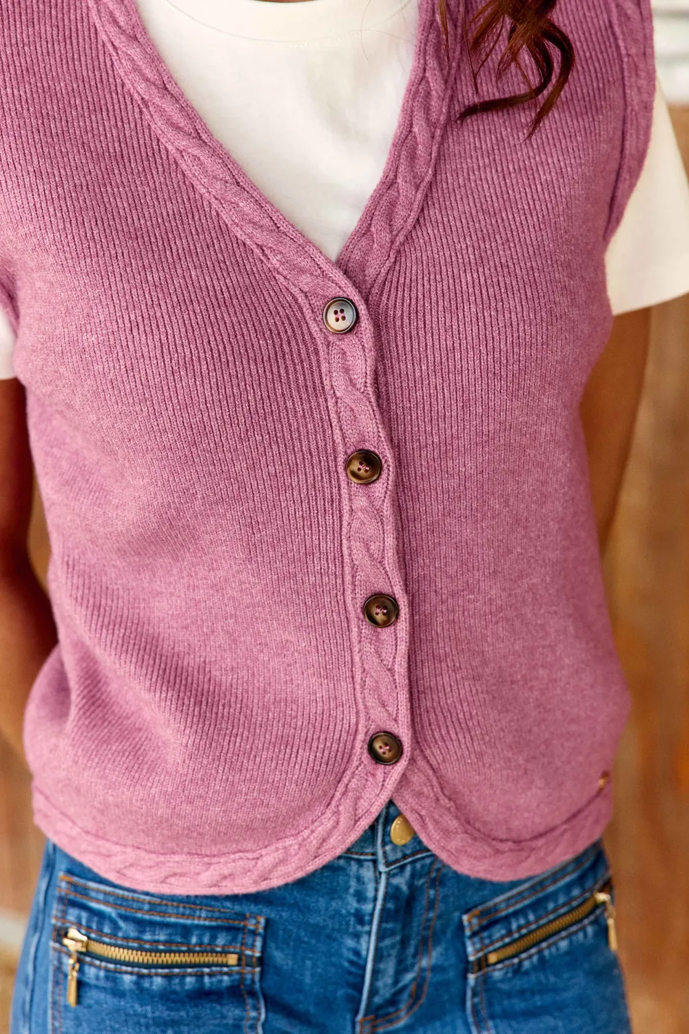 La Petite Etoile Melba gilet roze maat 1 met V-hals