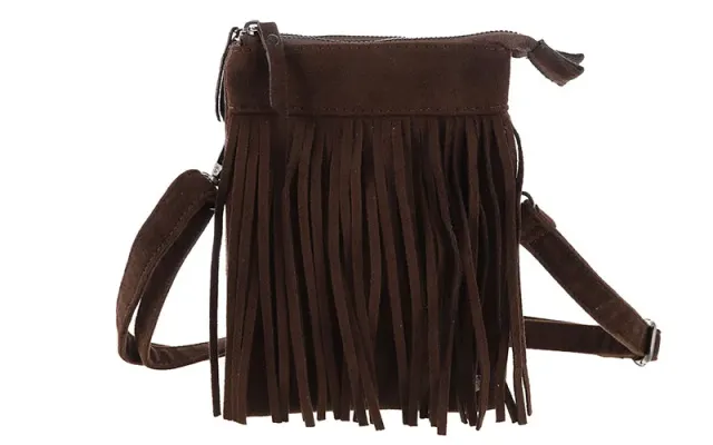 Amiek Lados telefoontasje franje browny 19cm