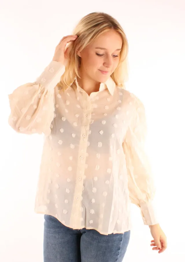 LOVEDRUNKY Spotted blouse creme met stippen