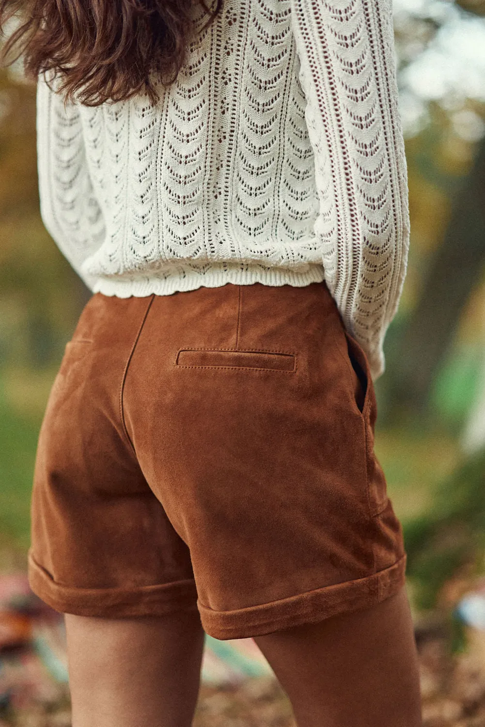 La Petite Etoile Sidra leren short sand echt leer